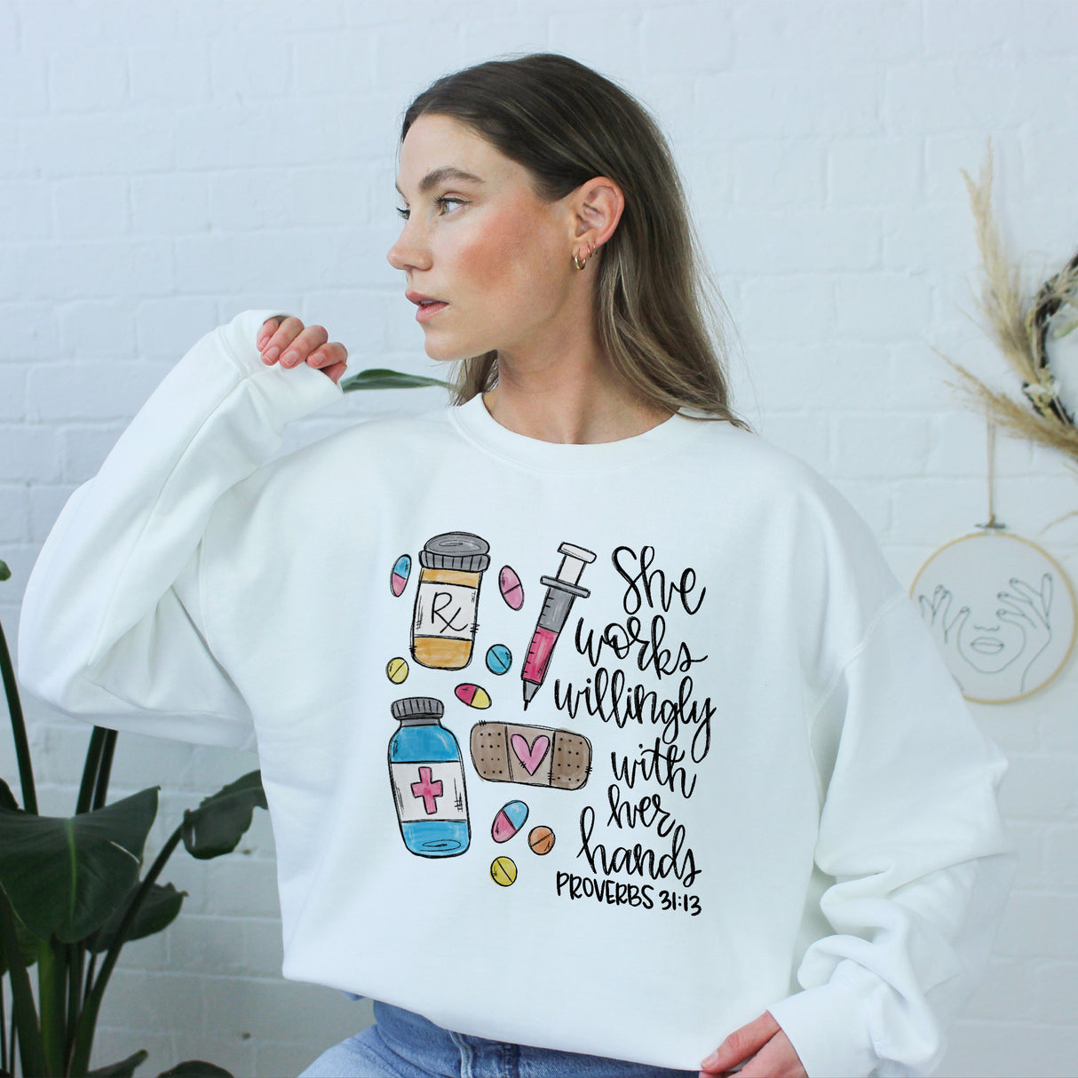 She Works Willingly With Her Hands Adult Sweatshirt