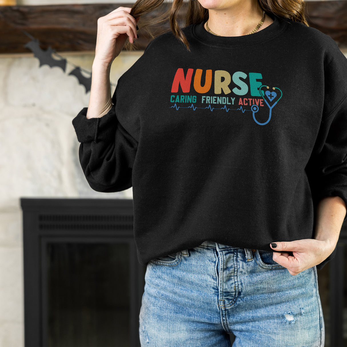 Nurse Caring Frendly Active Adult Sweatshirt