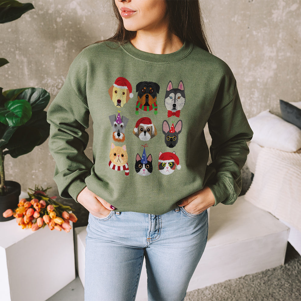 Christmas Cats and Dogs Unisex Adult Sweatshirt