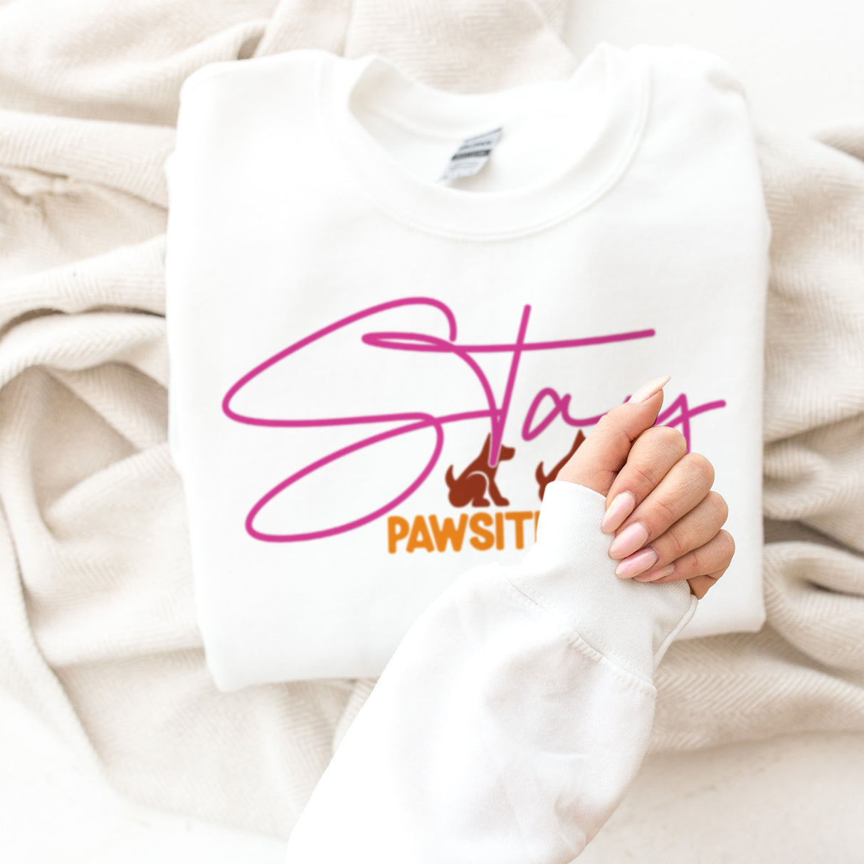 Stay Pawsitive Unisex Adult Sweatshirt