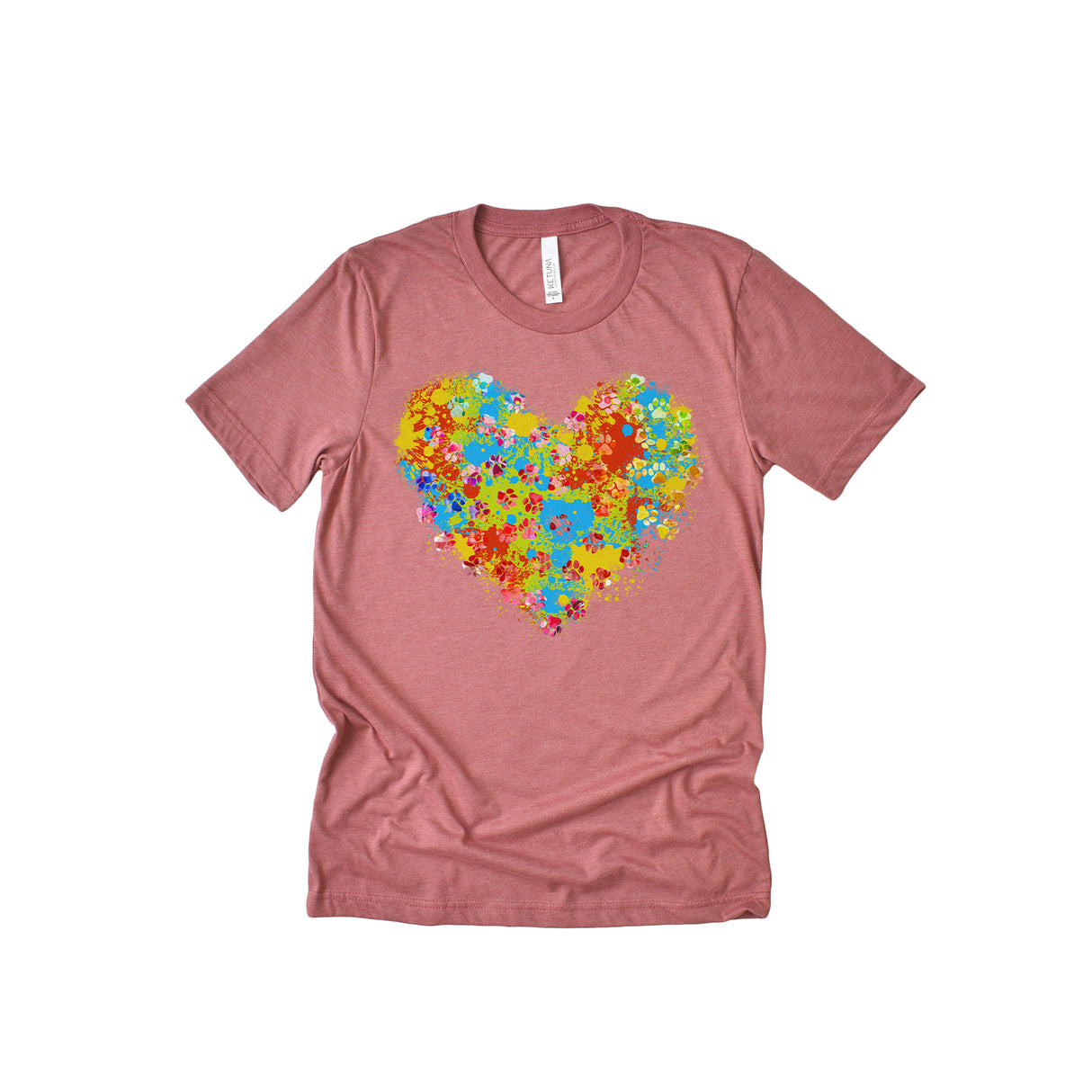 Heart With Paw Prints Adult T-Shirt