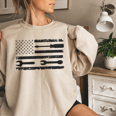 American Flag Engineer Adult Sweatshirt