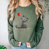 Cat With Heart Baloon Unisex Adult Sweatshirt