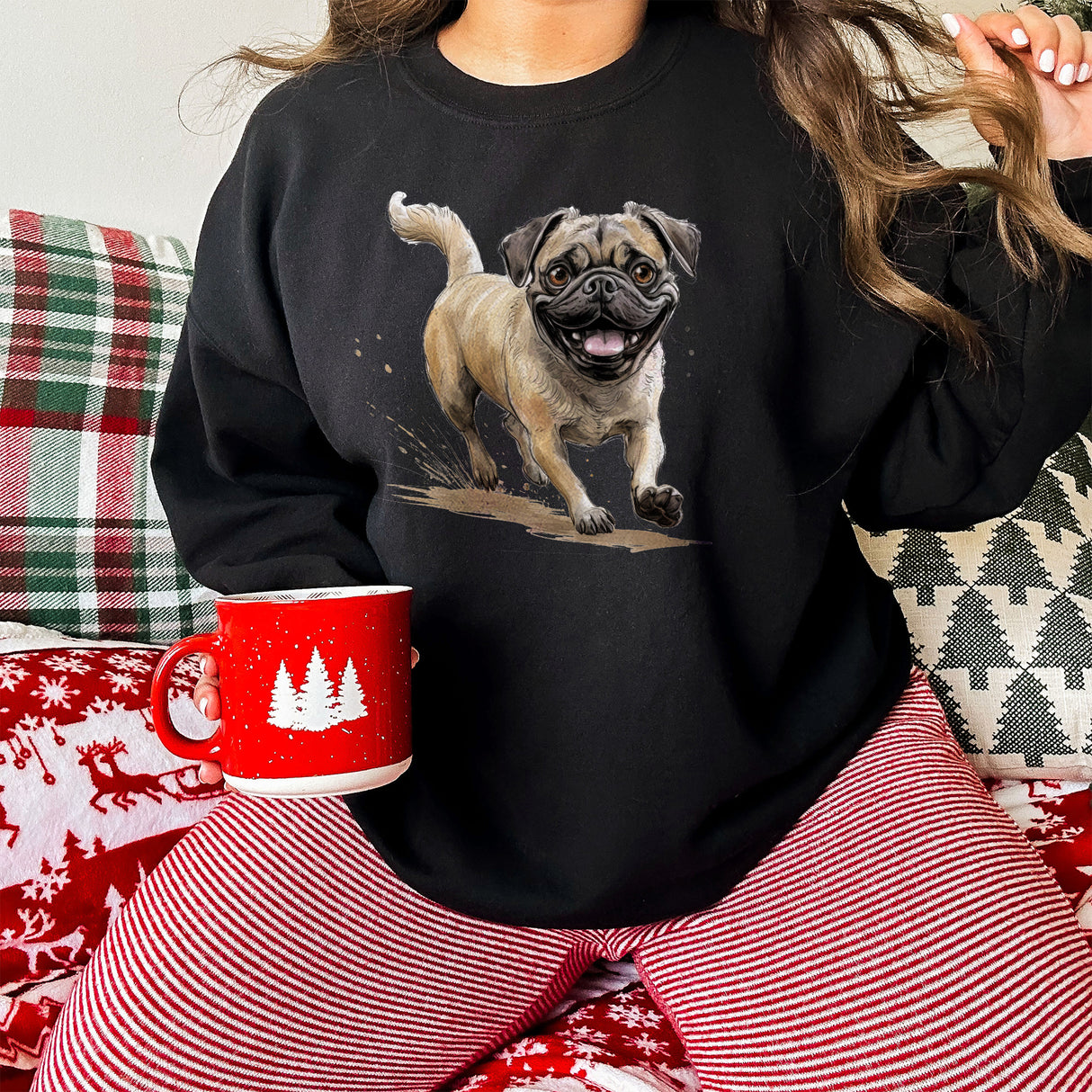Happy Pug Unisex Adult Sweatshirt