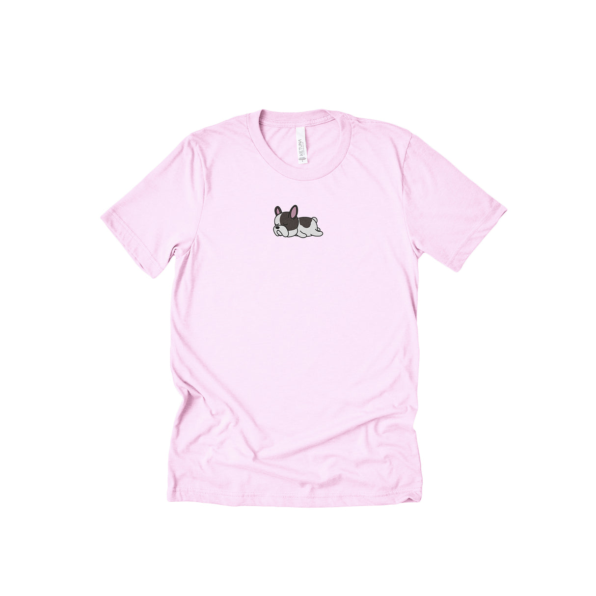 Lazy French Bulldog Embroidery Unisex Adult T-Shirt