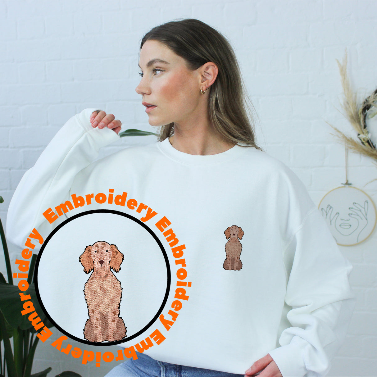 English Setter Adult Dog Embroidery Unisex Sweatshirt