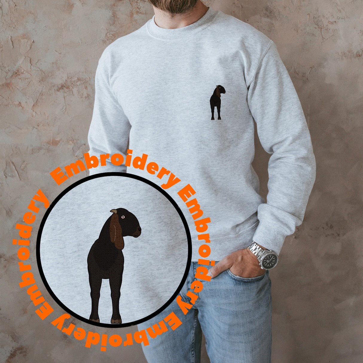 Beetal Goat Adult Embroidery Sweatshirt