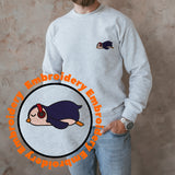 Lazy Penguin Listening to Music Unisex Embroidery Adult Sweatshirt