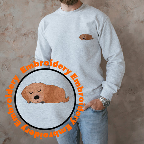 Lazy Dog Embroidery Adult Sweatshirt