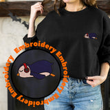 Lazy Penguin Listening to Music Unisex Embroidery Adult Sweatshirt