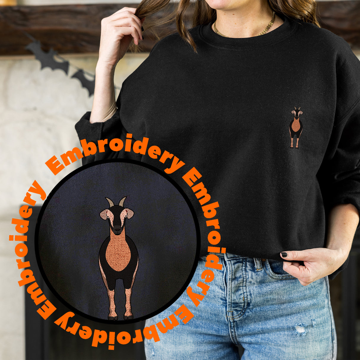Arapawa Goat Adult Embroidery Sweatshirt