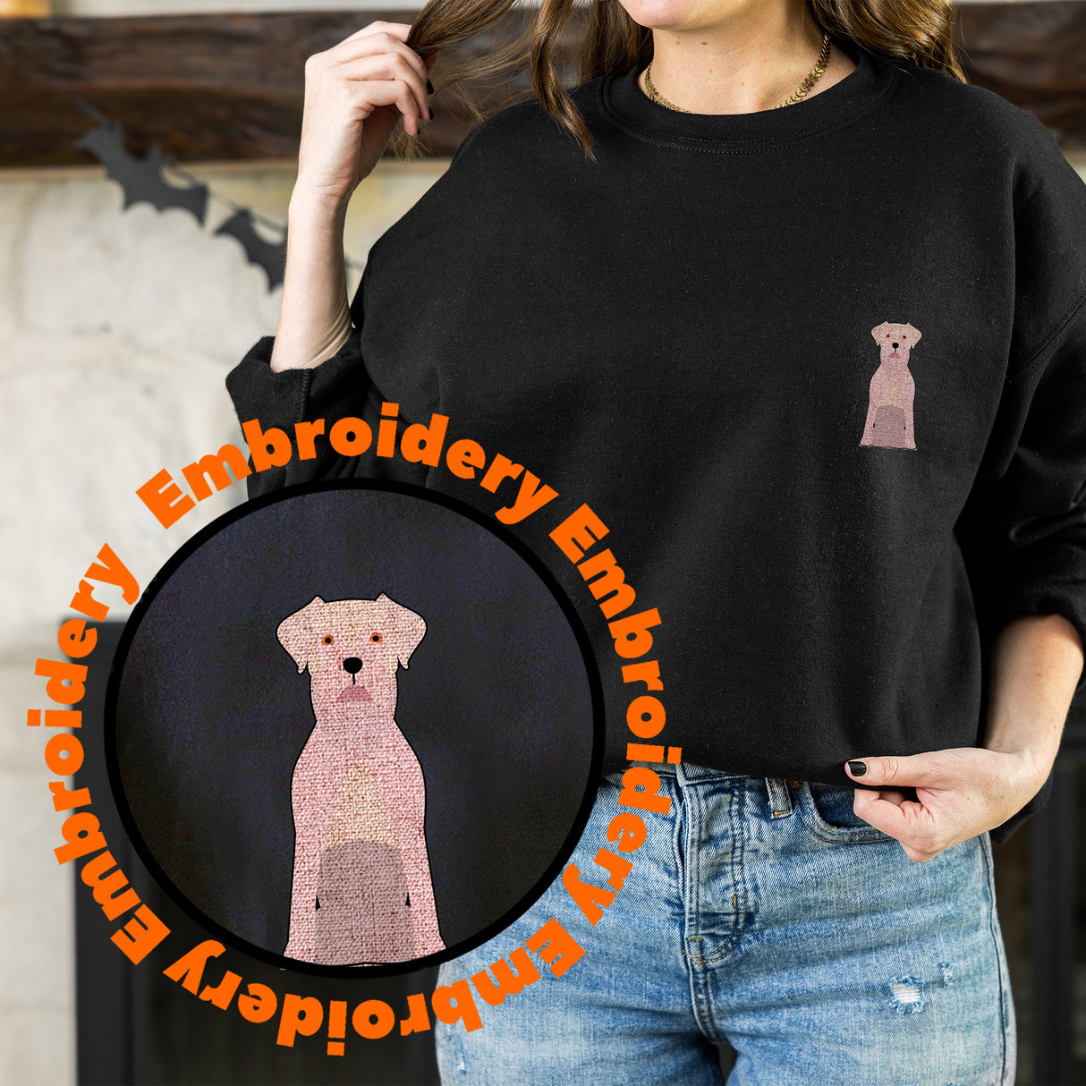 Oargentino Dog Adult Embroidery Sweatshirt