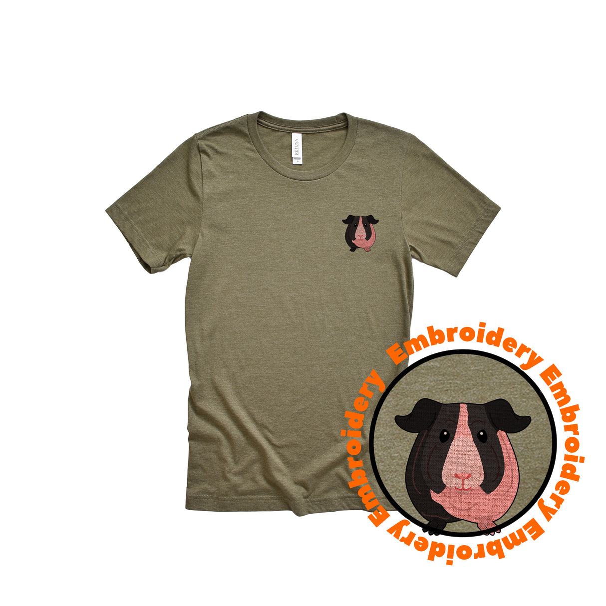 Guinea Pig Embroidery Unisex Adult T-Shirt