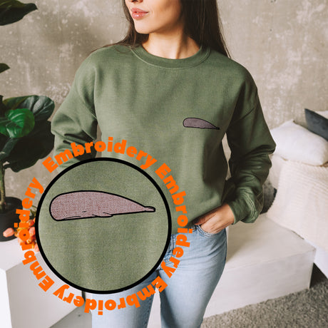 Lazy Whale Embroidery Adult Unisex Sweatshirt