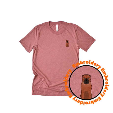 Sharpei Dog Embroidery Adult Unisex T-Shirt