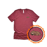 Lazy Sloth Embroidery Adult T-Shirt