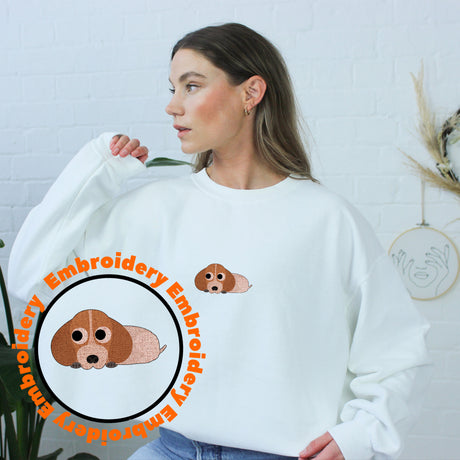 Dog Embroidery Adult Unisex Sweatshirt