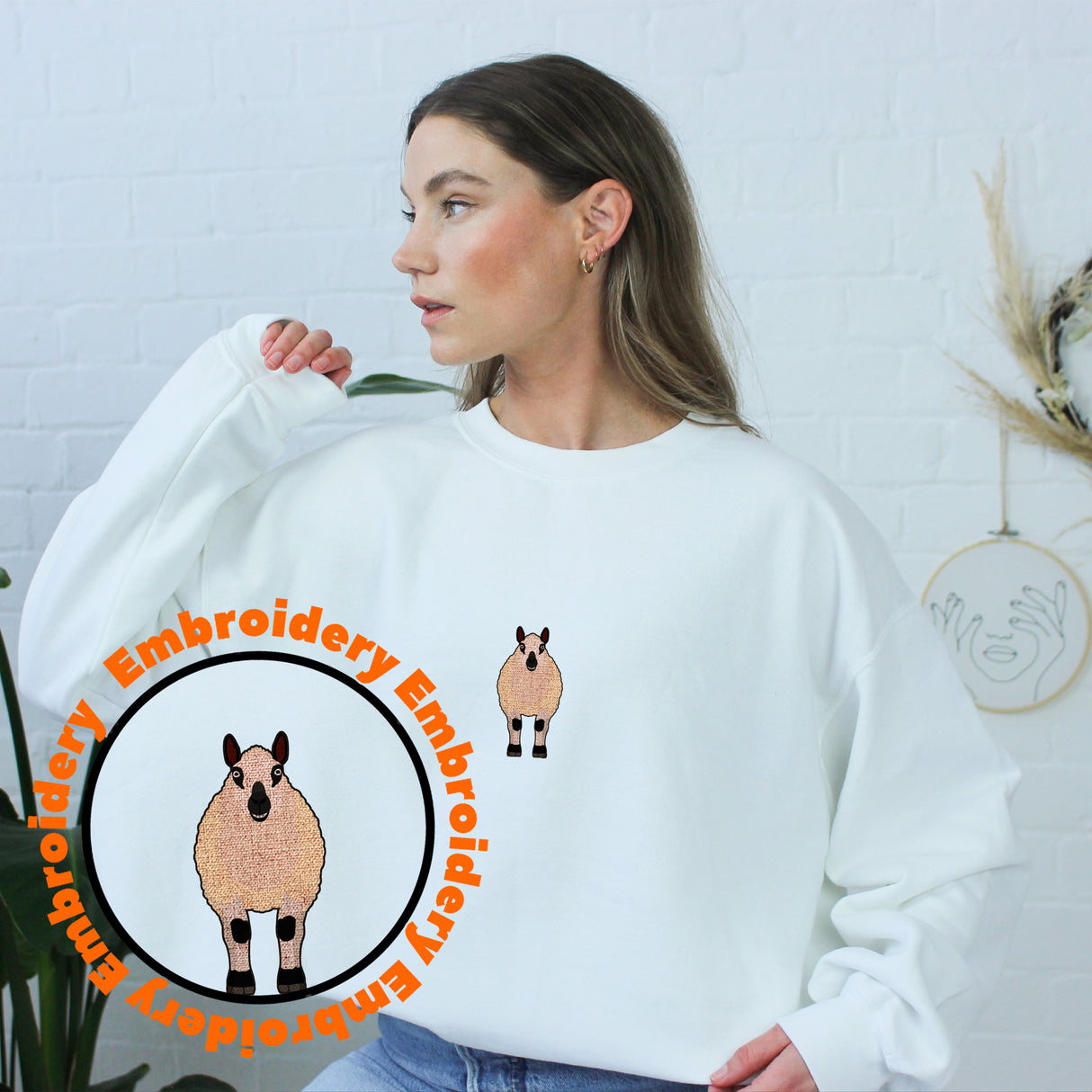 Kerry Hill Sheep Embroidery Adult Sweatshirt