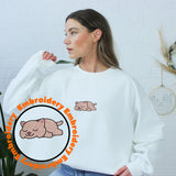 Lazy Cat Embroidery Adult Unisex Sweatshirt