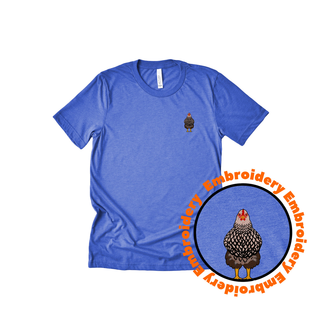 Whyandotte Chicken Embroidery Adult Unisex T-Shirt