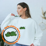 Lazy Dinosaur Listining To Music Embroidery Adult Unisex Sweatshirt