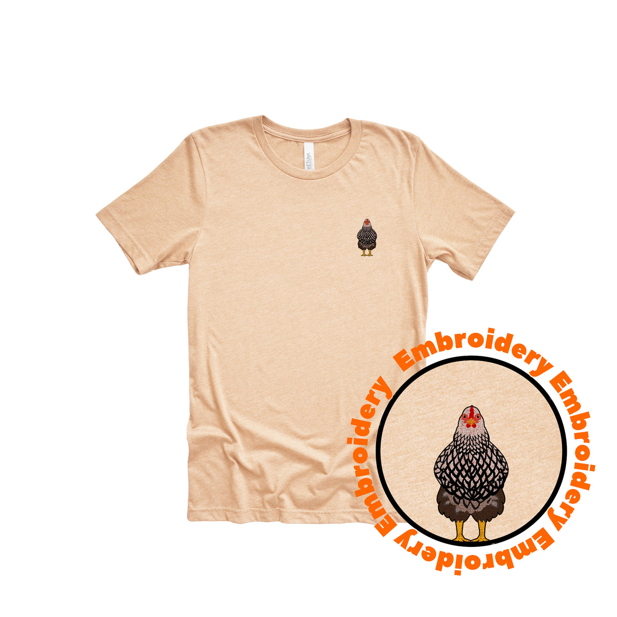 Whyandotte Chicken Embroidery Adult Unisex T-Shirt