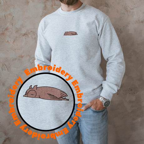 Lazy Owl Embroidery Adult Unisex Sweatshirt