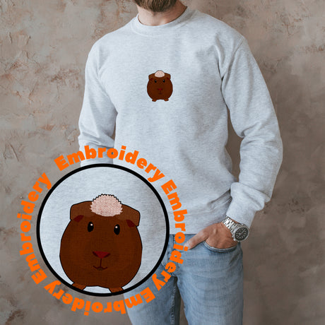 Whitecrested Guinea Pig Embroidery Adult Unisex Sweatshirt