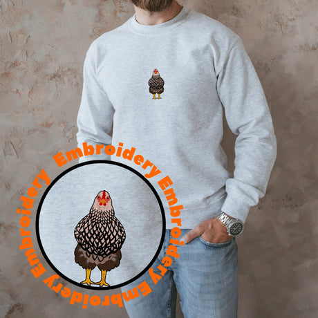 Wyandotte Chicken Embroidery Adult Unisex Sweatshirt