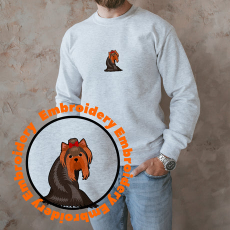 York Shire Terrier Dog Embroidery Adult Unisex Sweatshirt