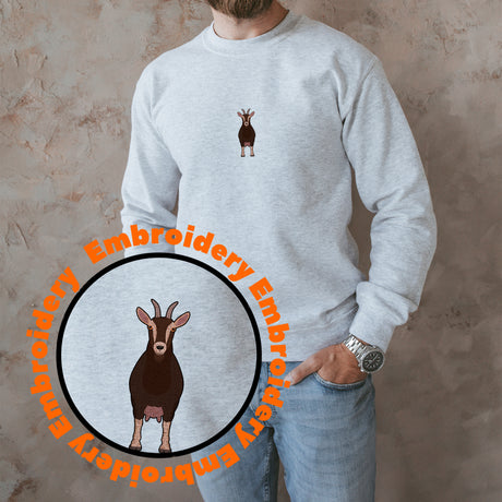 Toggenburg Goat Embroidery Adult Unisex Sweatshirt