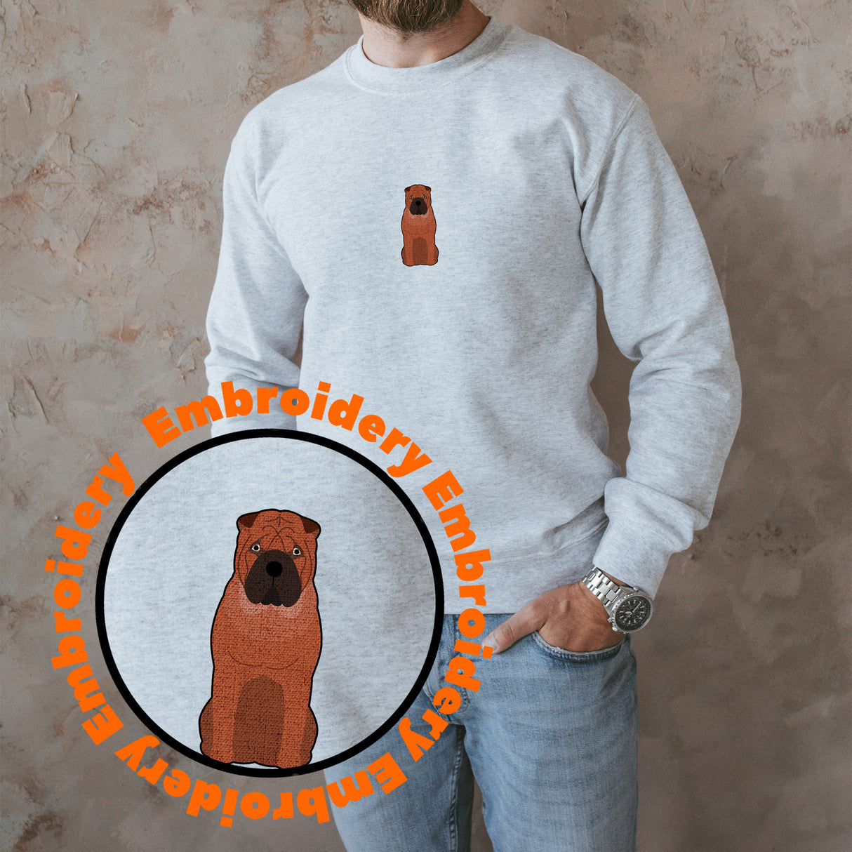 Shar-pei Dog Embroidery Adult Unisex Sweatshirt