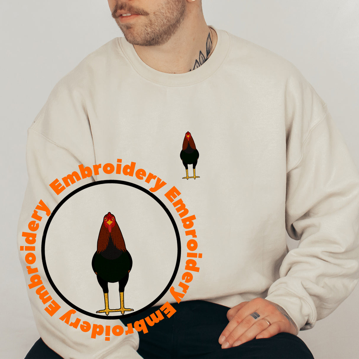 Asil Cockerel Embroidery Adult Unisex Sweatshirt