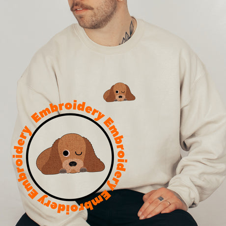 Lazy Dog Adult Embroidery Unisex Sweatshirt
