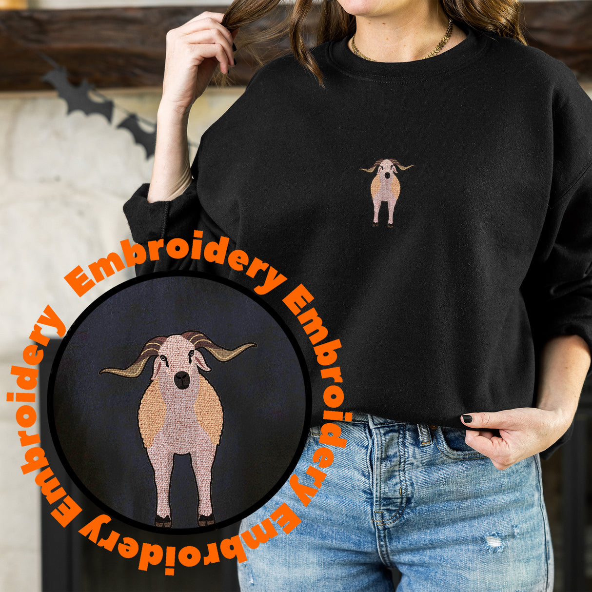 Sardi Sheep Embroidery Adult Unisex Sweatshirt
