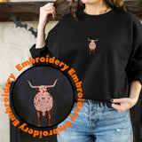 Texas Longhorn Embroidery Adult Unisex Sweatshirt