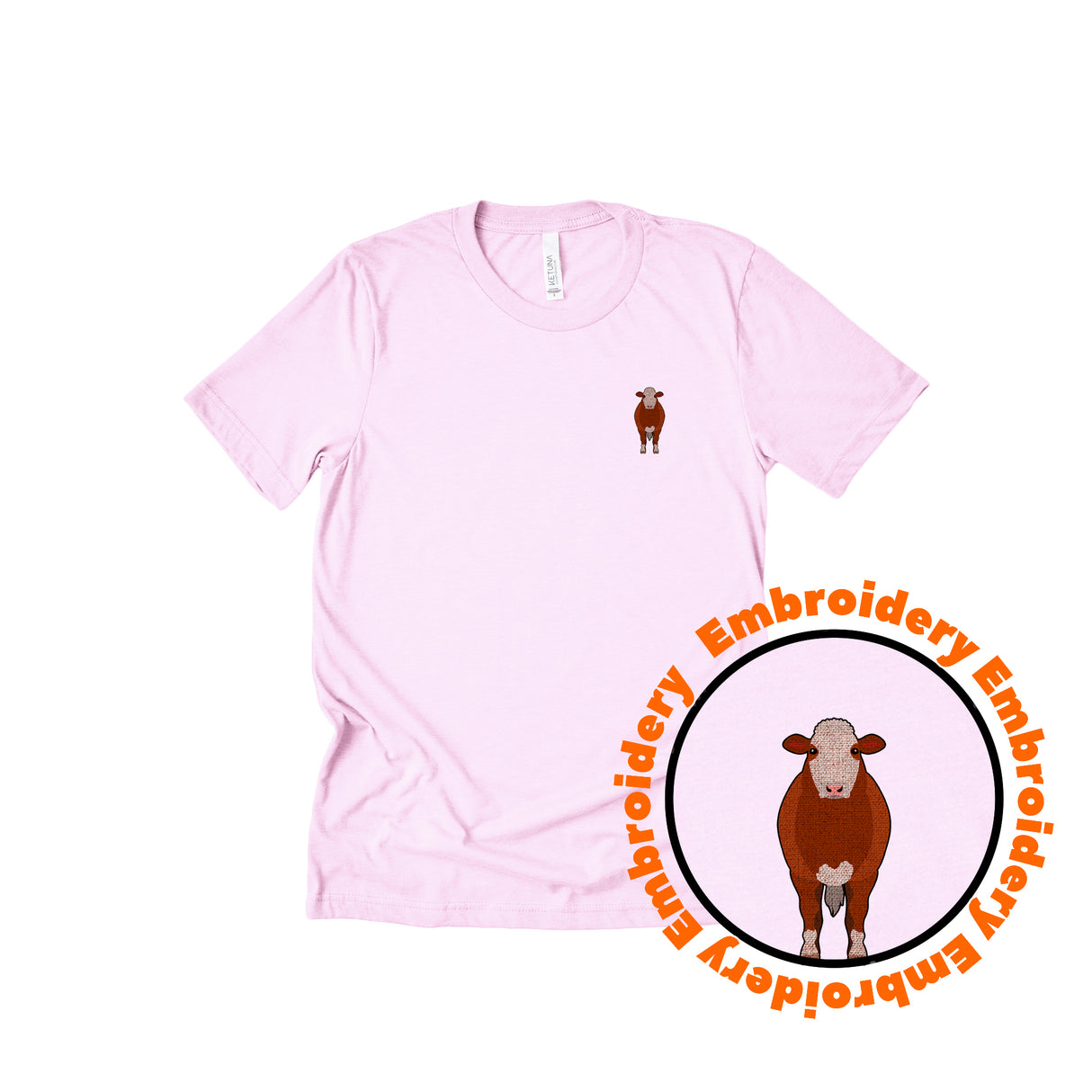 Simmental Cow Embroidery Adult Unisex T-Shirt