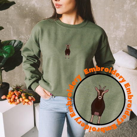 Toggenburg Goat Embroidery Adult Unisex Sweatshirt