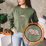 Lazy Cat Embroidery Adult Unisex Sweatshirt