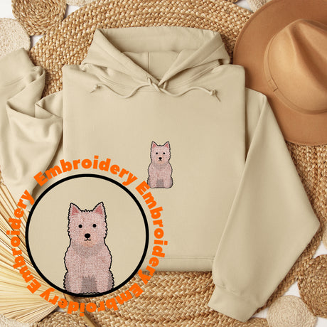 West Highland White Terrier Dog Embroidery Adult Unisex Sweatshirt