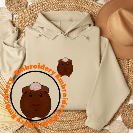 Whitecrested Guinea Pig Embroidery Adult Unisex Sweatshirt