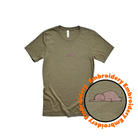 Lazy Elephant Embroidery Adult Unisex T-Shirt