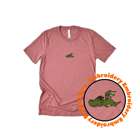 Lazy Dragon Embroidery Adult Unisex T-Shirt
