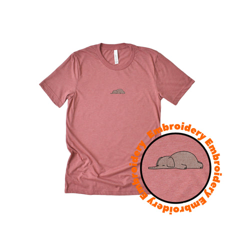 Lazy Elephant Embroidery Adult Unisex T-Shirt