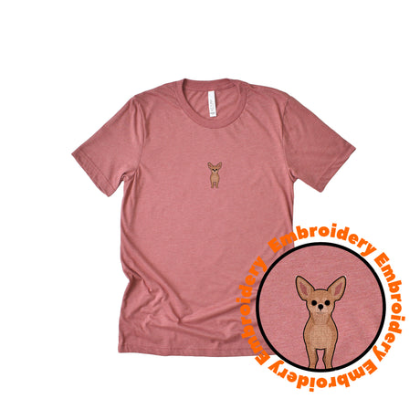 Chihuahua Dog Embroidery Adult Unisex T-Shirt