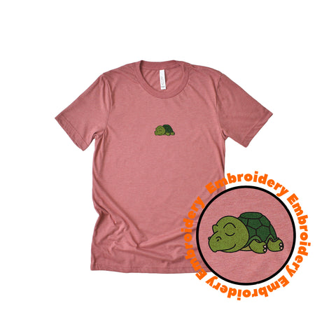 Lazy Tortoise Embroidery Adult Unisex T-Shirt