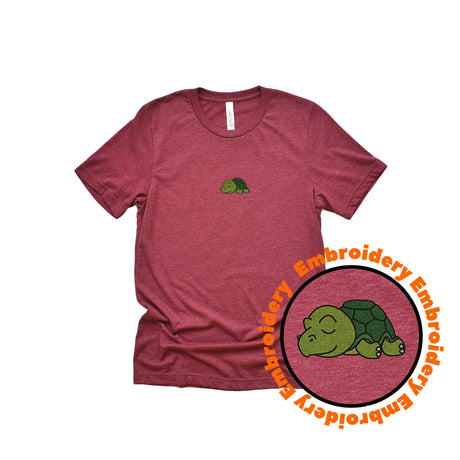 Lazy Tortoise Embroidery Adult Unisex T-Shirt