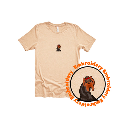 Yorkshire Terrier Dog Embroidery Adult Unisex T-Shirt