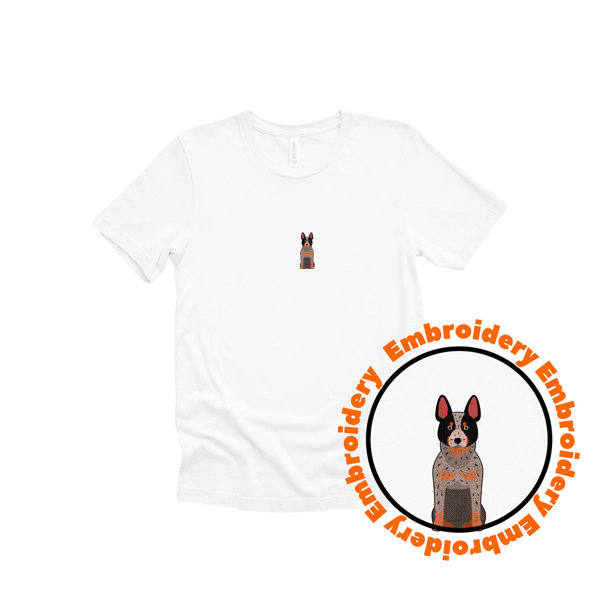 Australian Cattle Dog Embroidery Adult Unisex T-Shirt