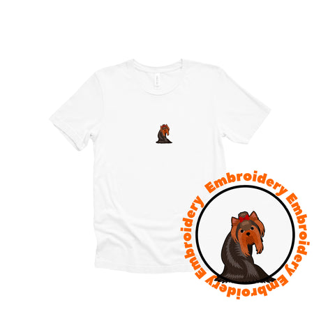 Yorkshire Terrier Dog Embroidery Adult Unisex T-Shirt